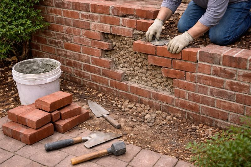 Brick Retaining Wall Repair in Elizabethtown, KY
