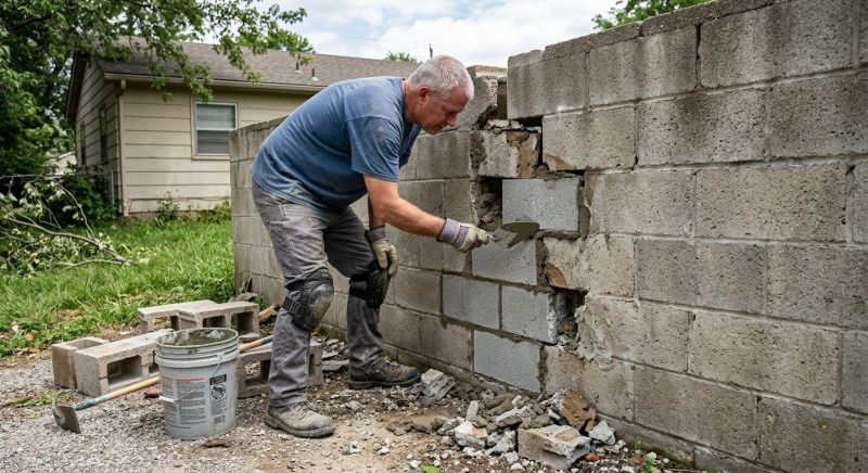 Cinder Block Wall Repair in Shepherdsville, KY