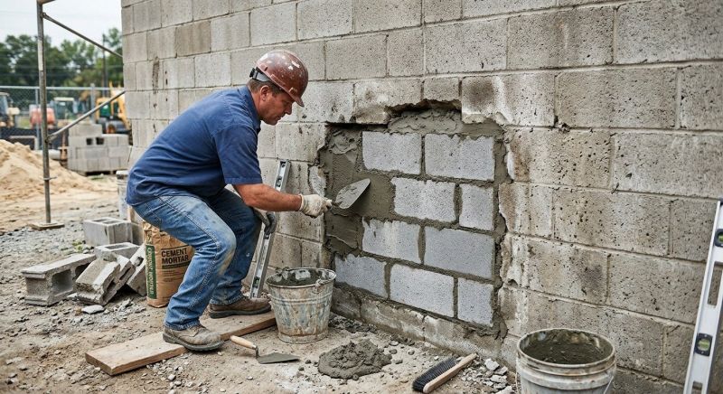 Cinder Block Wall Repair in Upton, KY